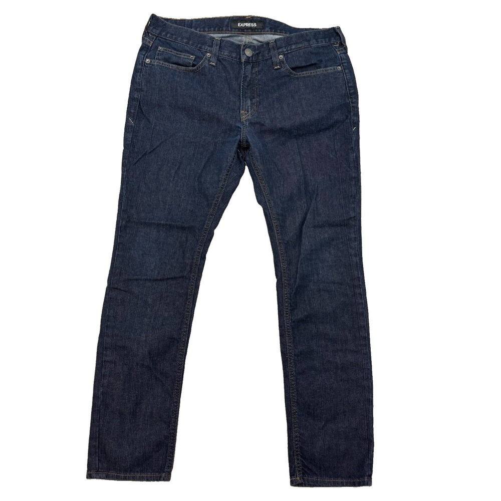 Express Skinny Stretch Jeans Mens 34 x 30 Dark Wash Denim